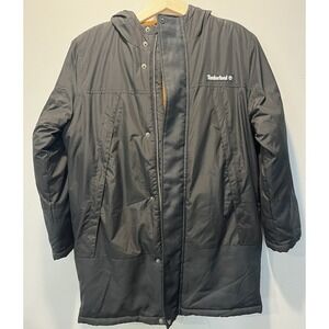 Timberland Parka Jacket Youth Boy's Large Black Hooded Full Zip Fleece Lined